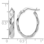 14K White Gold Polished Twisted Oval Hoop Earrings