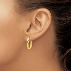 14K Polished and Twisted Oval Hoop Earrings
