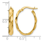 14K Polished and Twisted Oval Hoop Earrings