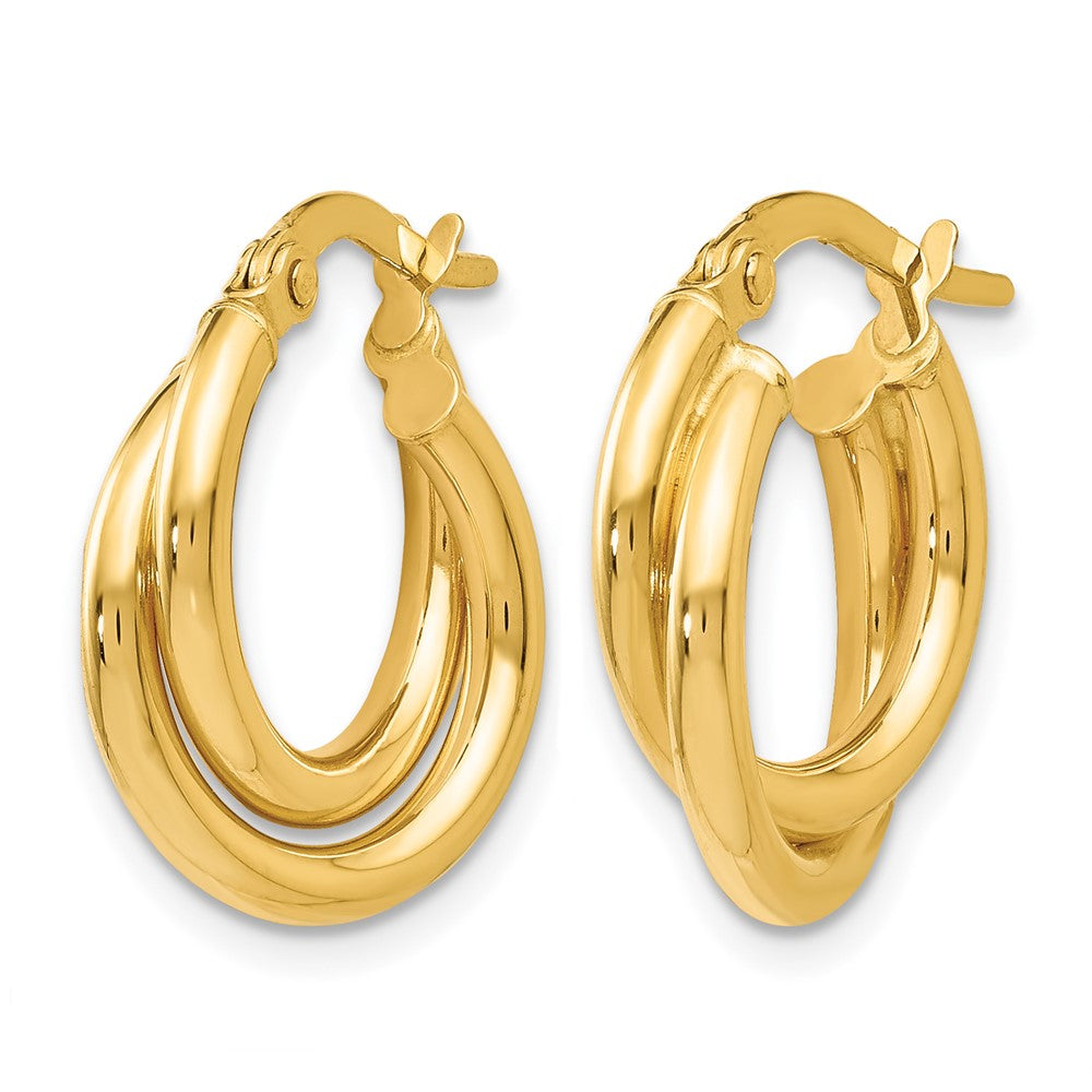 14K Polished Twisted Double Hoop Earrings