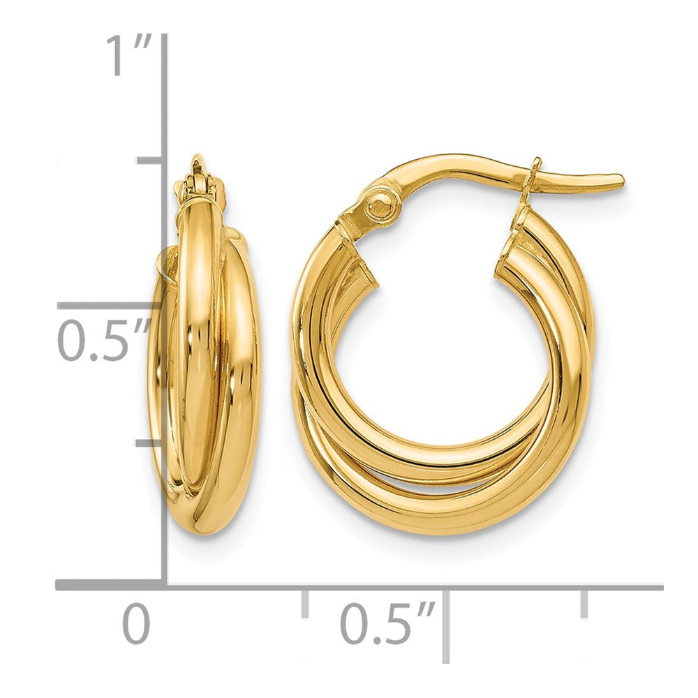 14K Polished Twisted Double Hoop Earrings