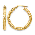 14K ForeverLite Polished and Textured Hoop Earrings