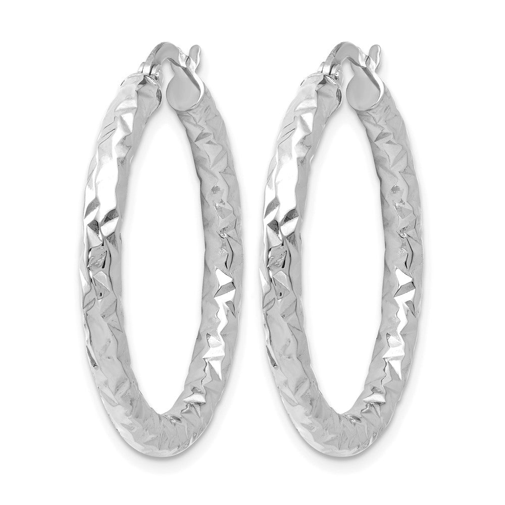 14K ForeverLite White Gold Polished and Textured Earrings