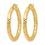 14K ForeverLite Polished and Textured Hoop Earrings