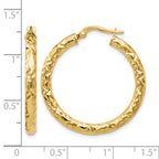 14K ForeverLite Polished and Textured Hoop Earrings