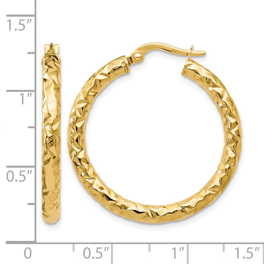 14K ForeverLite Polished and Textured Hoop Earrings