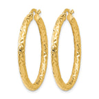 14K ForeverLite Polished and Textured Hoop Earrings