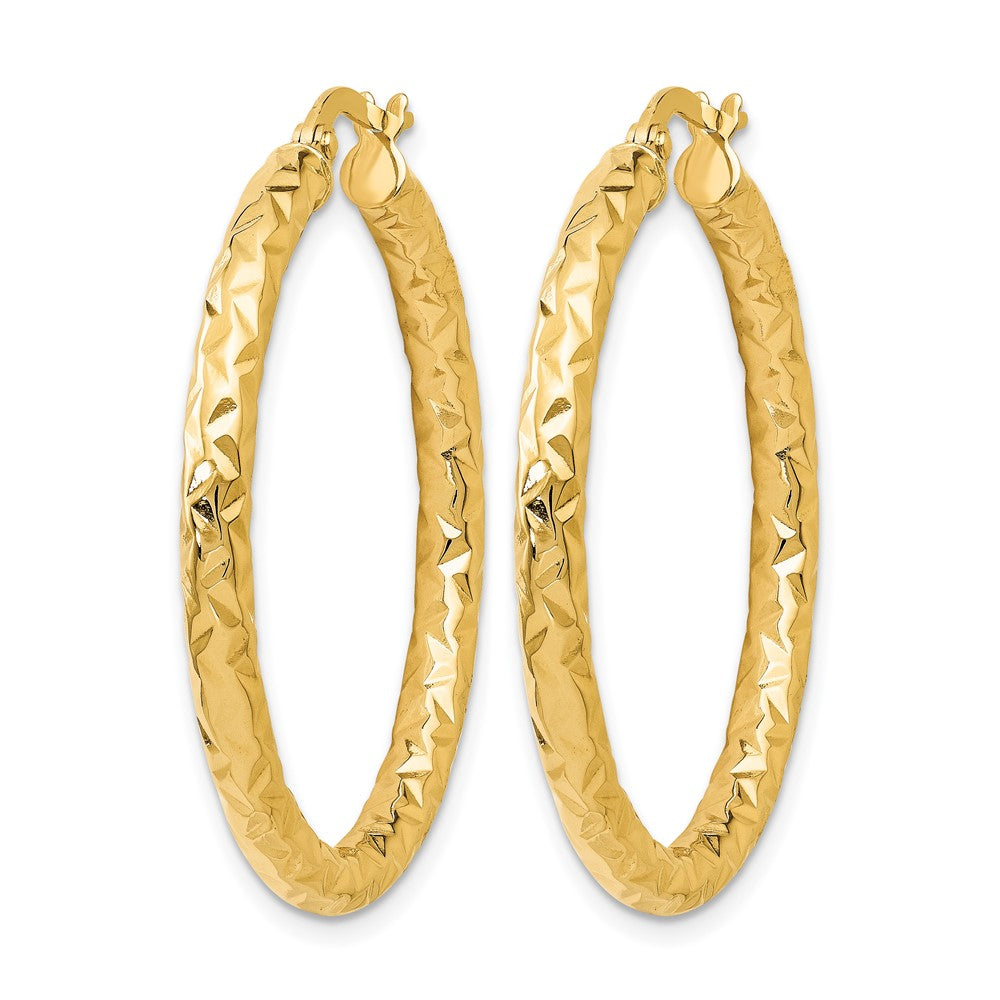 14K ForeverLite Polished and Textured Hoop Earrings