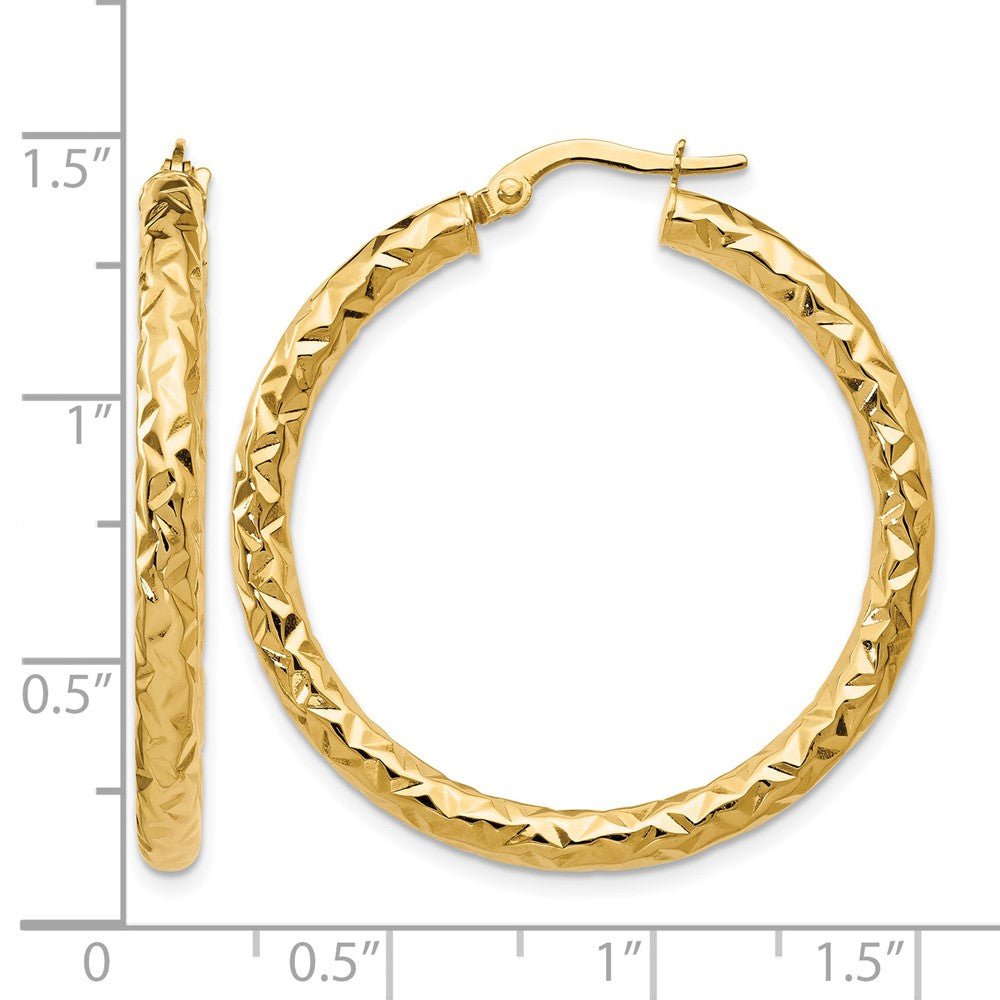 14K ForeverLite Polished and Textured Hoop Earrings