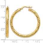 14K ForeverLite Polished and Textured Hoop Earrings