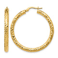 14K ForeverLite Polished and Textured Hoop Earrings
