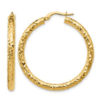 14K ForeverLite Polished and Textured Hoop Earrings