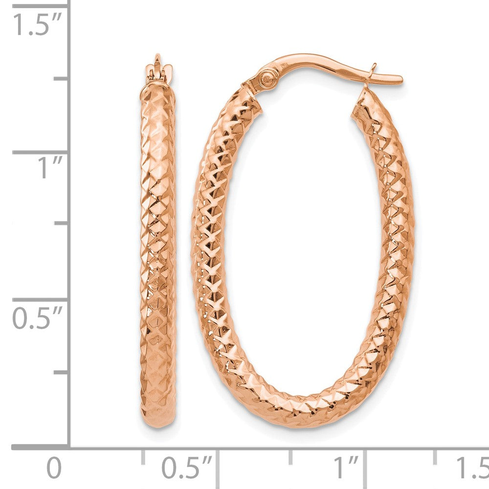 14K ForeverLite Rose Gold Polished and Textured Earrings