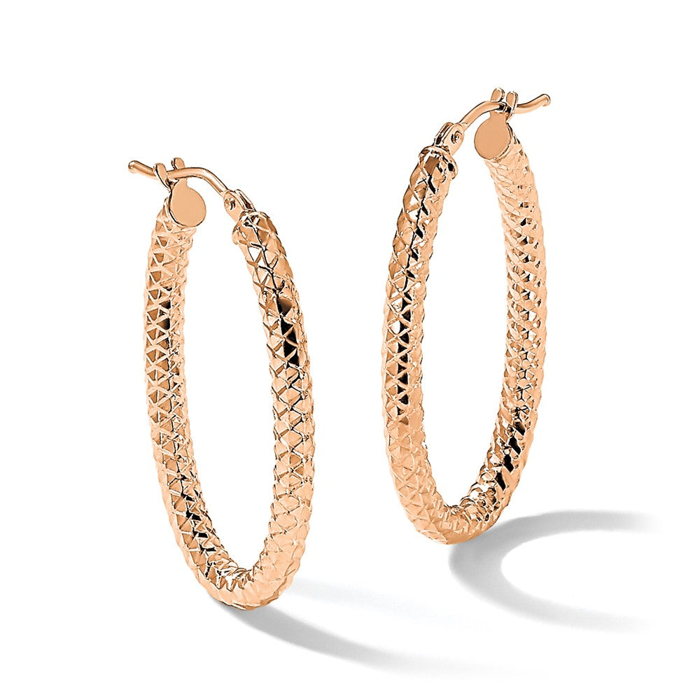 14K ForeverLite Rose Gold Polished and Textured Earrings