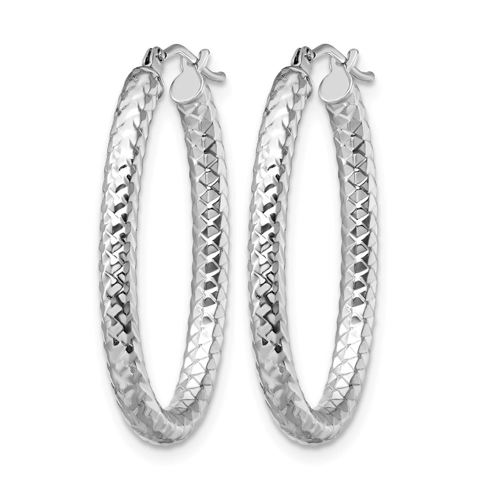 14K ForeverLite White Gold Polished and Textured Earrings