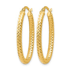 14K ForeverLite Polished and Textured Oval Hoop Earrings