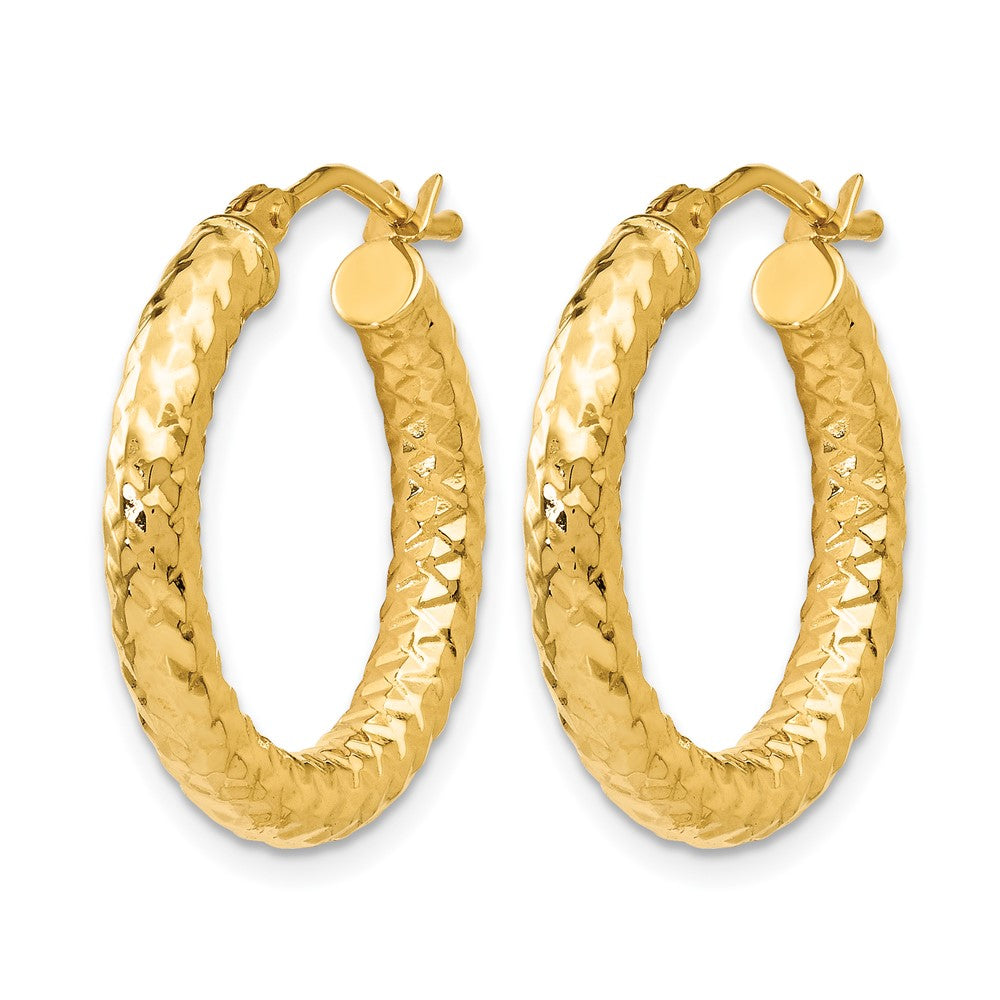 14K ForeverLite Polished and Textured Hoop Earrings