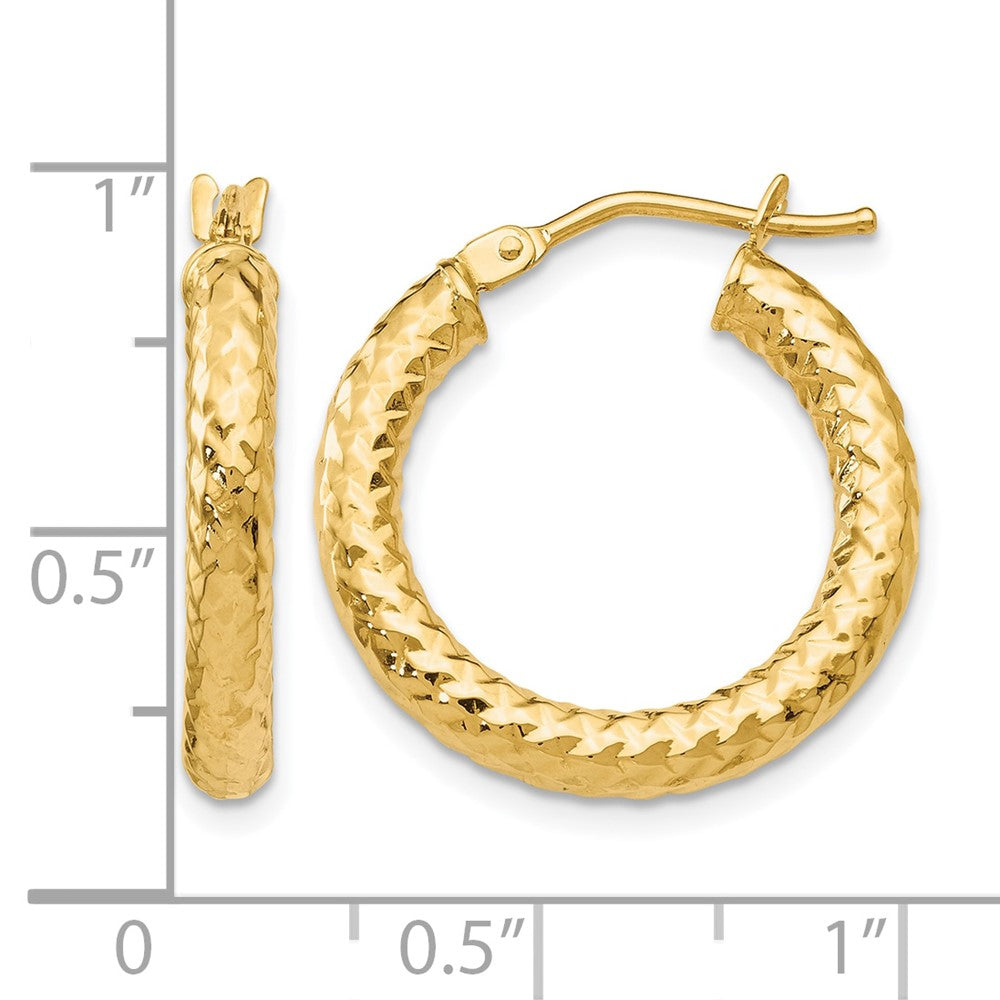 14K ForeverLite Polished and Textured Hoop Earrings