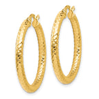 14K ForeverLite Polished and Textured Hoop Earrings