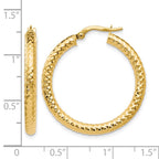 14K ForeverLite Polished and Textured Hoop Earrings