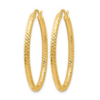 14K ForeverLite Polished and Textured Oval Hoop Earrings