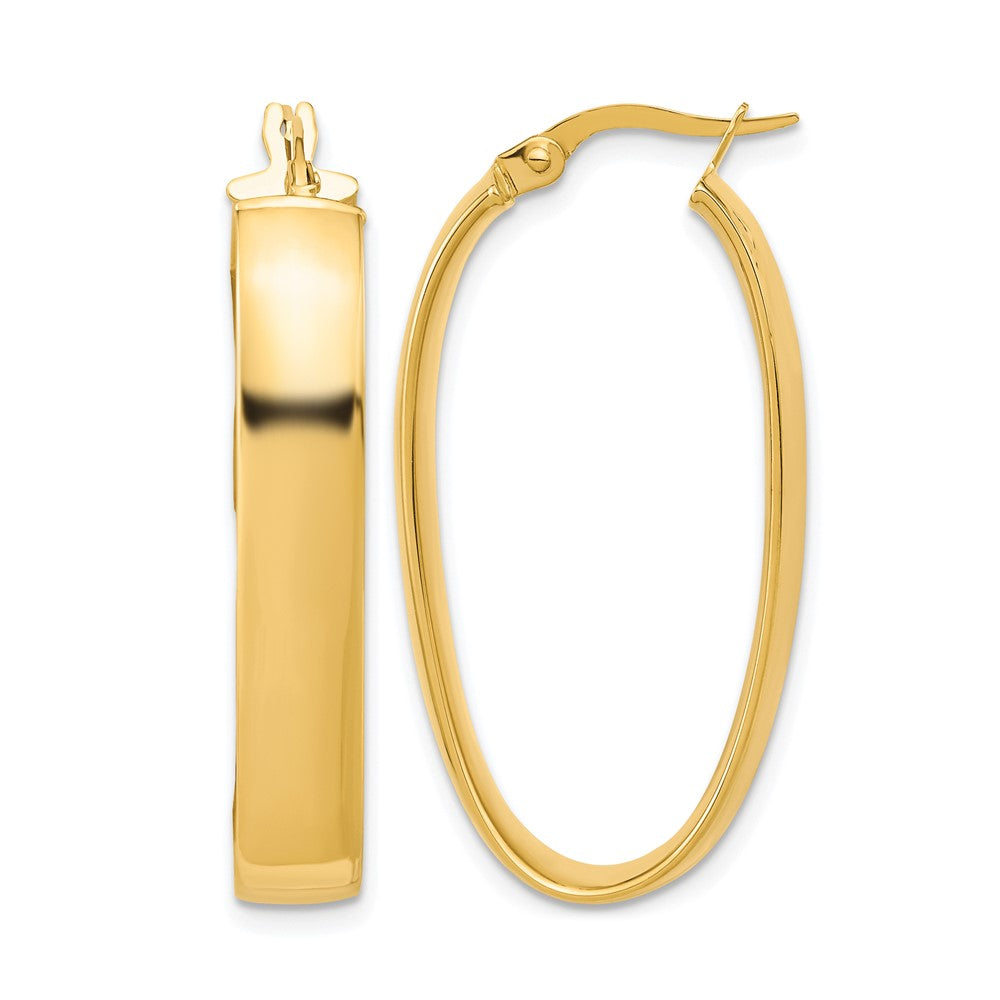 14K Polished Oval Hoop Earrings