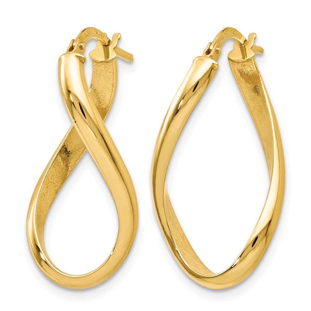 14K Polished Oval Twisted Hoop Earrings