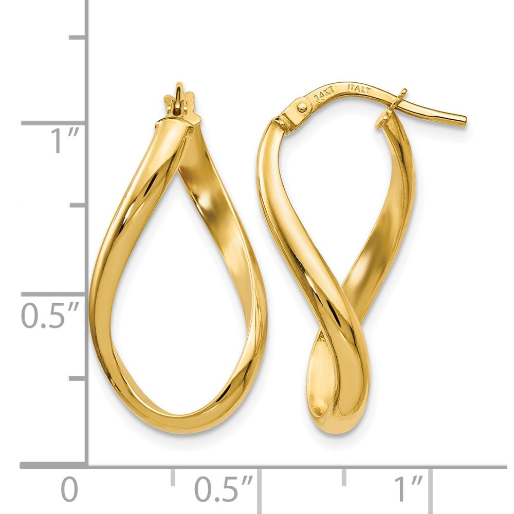 14K Polished Oval Twisted Hoop Earrings