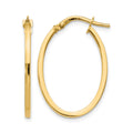 14K Polished Oval Hoop Earrings