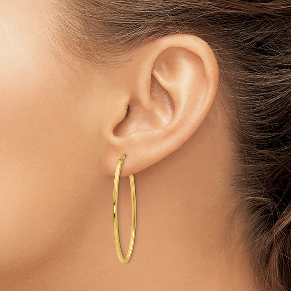 14K Polished Oval Hoop Earrings