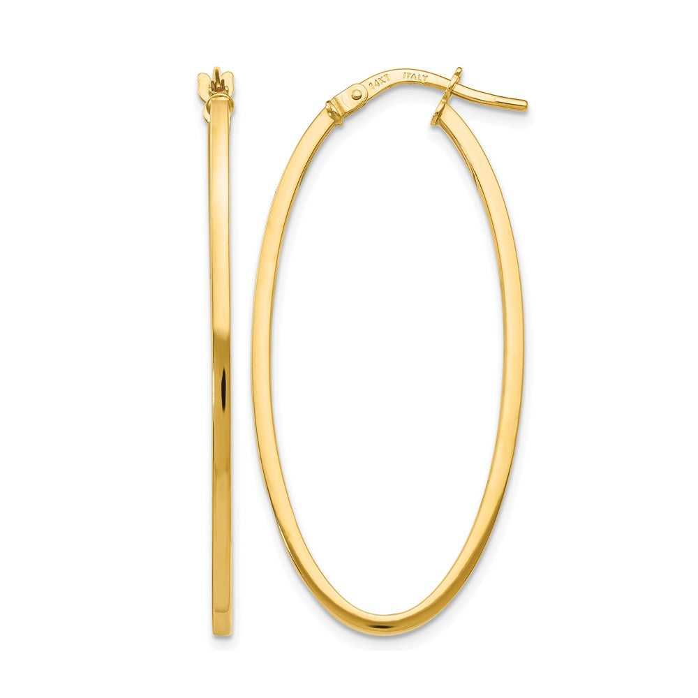 14K Polished Oval Hoop Earrings