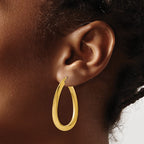 14K Polished Twisted Oval Hoop Earrings