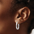 14K White Gold Polished U-Shape Hoop Earrings