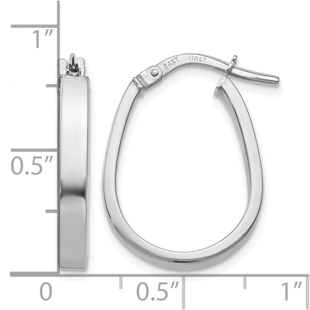 14K White Gold Polished U-Shape Hoop Earrings