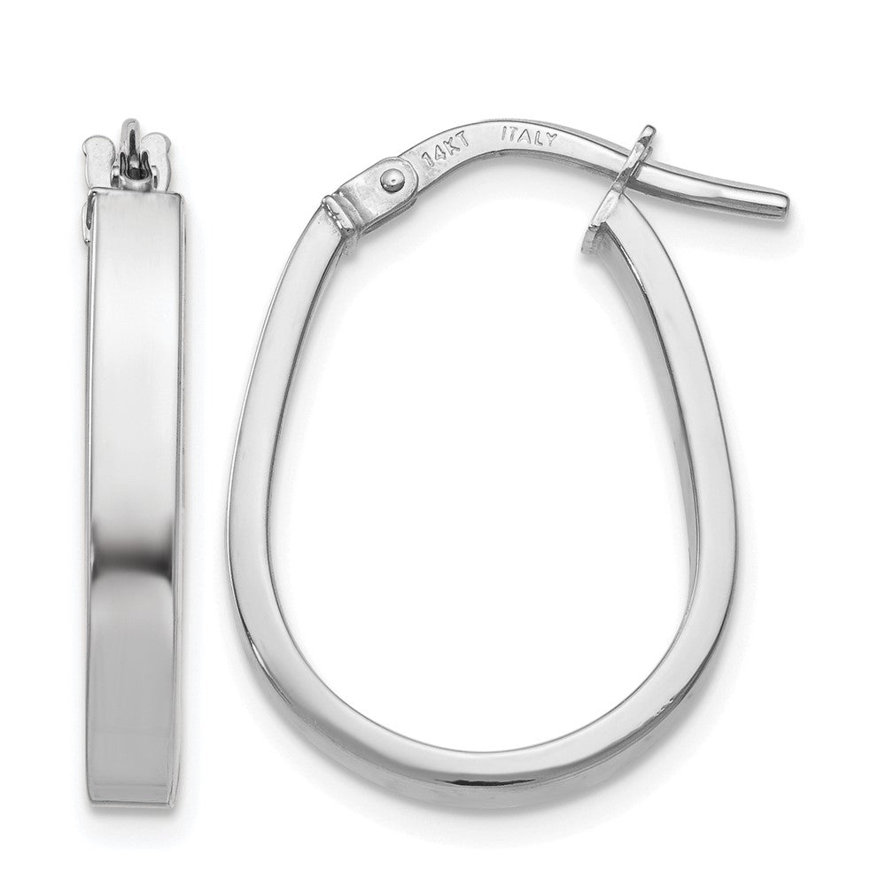 14K White Gold Polished U-Shape Hoop Earrings