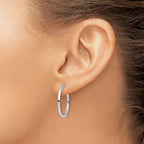 14K White Gold Polished Hoop Earrings