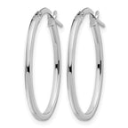 14K White Gold Polished Oval Hoop Earrings
