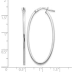 14K White Gold Polished Oval Hoop Earrings