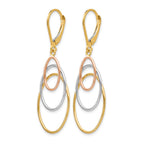 14K Tri-color Leverback Earrings