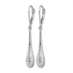 14K White Gold D/C Leverback Earrings
