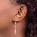 14K White Gold D/C Leverback Earrings