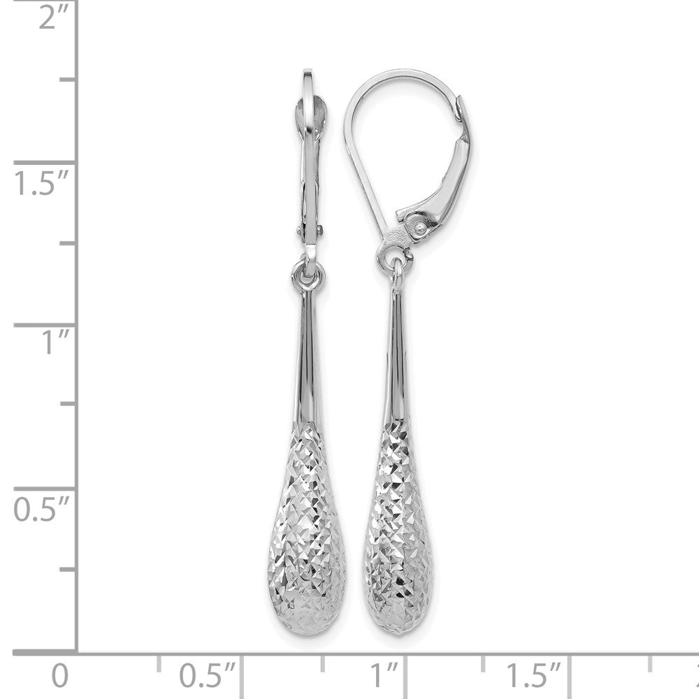14K White Gold D/C Leverback Earrings