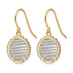 14K Two-tone Wire Wrapped Dangle Shepherd Hook Earrings