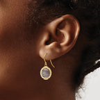 14K Two-tone Wire Wrapped Dangle Shepherd Hook Earrings