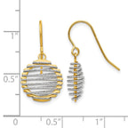 14K Two-tone Wire Wrapped Dangle Shepherd Hook Earrings
