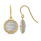 14K Two-tone Wire Wrapped Dangle Shepherd Hook Earrings