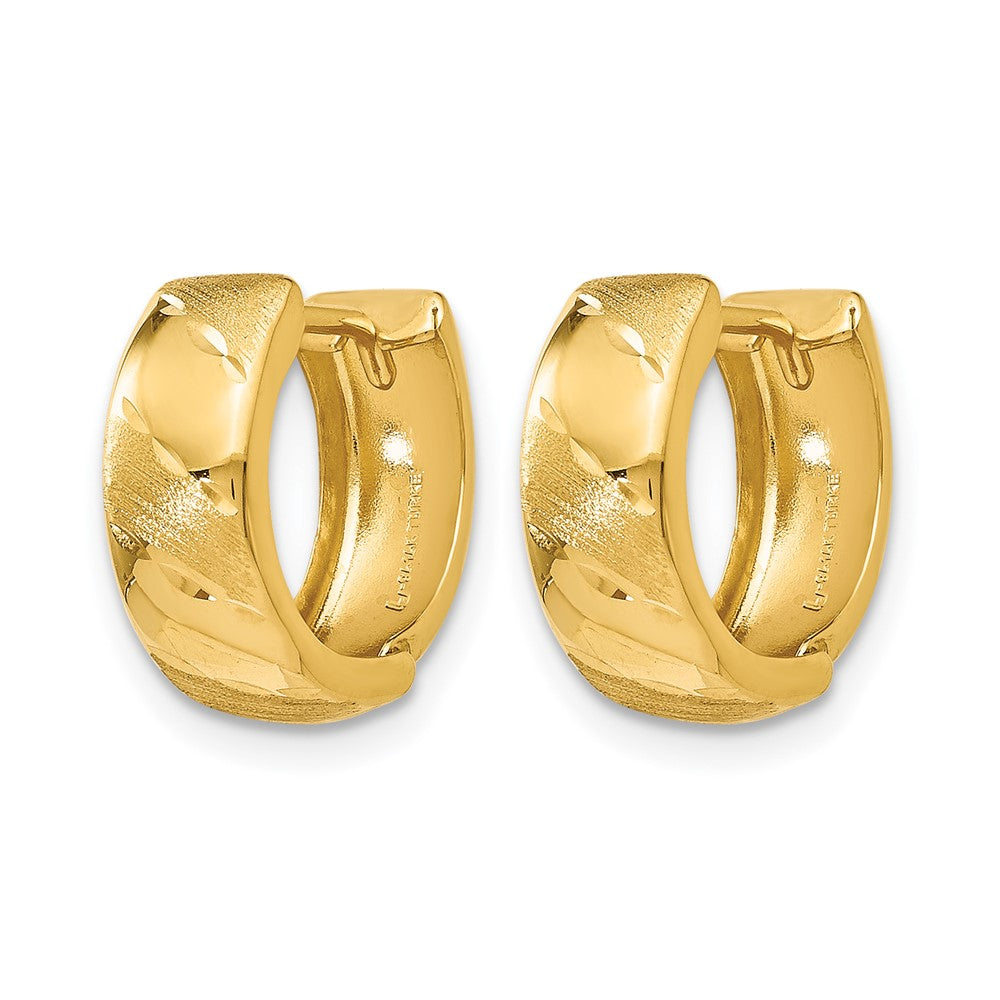 14K Polished and Satin Hinged Hoop Earrings