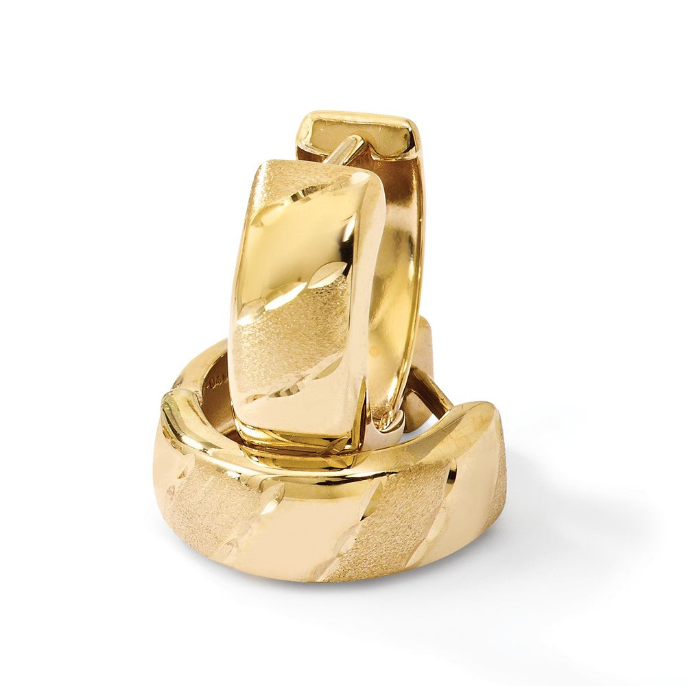 14K Polished and Satin Hinged Hoop Earrings
