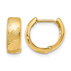 14K Polished and Satin Hinged Hoop Earrings