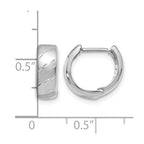 14K White Gold Polished and Satin Hinged Hoop Earrings